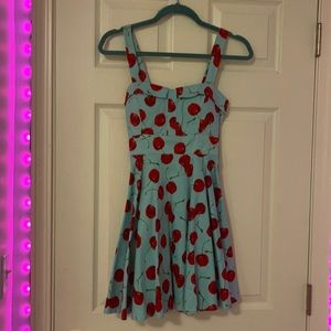Teal mini dress with cherries on it 🍒